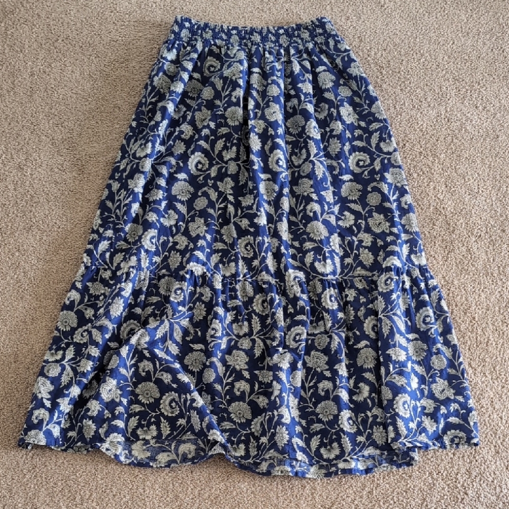 Floral Blue and White Skirt
